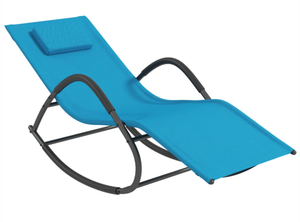 lot 204 image: Outsunny UV Water Resistant Rocking Chair for Sunbathing, Lawn, Garden or Pool, Light Blue