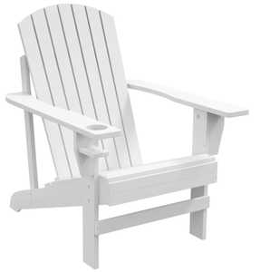 lot 206 image: Outsunny Oversized Adirondack Chair, Outdoor Fire Pit and Porch Seating, Classic Log Lounge w Built-in Cupholder, White (Used, Maybe Missing Hardware)