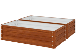 lot 207 image: Outsunny Galvanized Raised Garden Bed, 4 x 2 x 1 Metal Planter Box, for Growing Vegetables, Flowers, Herbs, Succulents, Brown
