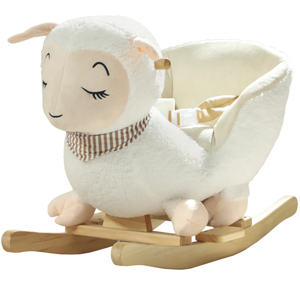 lot 401 image: Qaba Baby Rocking Horse, Sheep Rocking Horse with Lullaby Song for Toddlers 18�36 Months, White