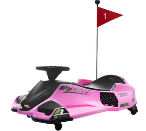 lot 68 image: Aosom 12V Electric Drifting Go Kart w Slow Start, Music, Lights, Pink