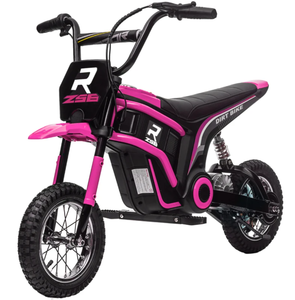lot 69 image: Aosom 24V 350W Electric Dirt Bike Up to 15 MPH w Twist Grip Throttle, Pink (Maybe Missing Hardware)