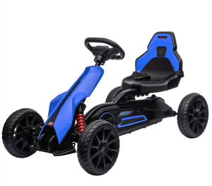 lot 71 image: Aosom Kids Pedal Go Kart W Adjustable Seat, Swing Axle, Blue