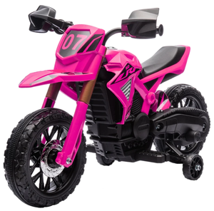 lot 231 image: Qaba 6V Kids Motorcycle with Training Wheels, Horn & Start Sound, for 3-8 Years, Pink