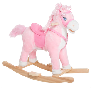 lot 248 image: Qaba Kids Ride on Rocking Horse Toddler Plush Toy with Realistic Sounds and Swinging Tail for 3 Years Old Children