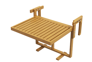 lot 102 image: Outsunny Hanging Deck Table, Wood Frame, 26.75 x 25.5 x 16 -21.75, Natural