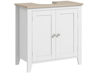 lot 105 image: Kleankin Pedestal Sink Storage Cabinet, Under Sink Cabinet with U-Shape and Adjustable Internal Shelf, 23.5x11.75x23.5