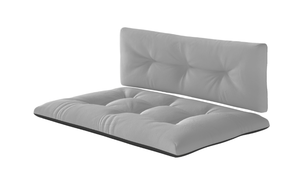 lot 108 image: LOT OF 2 Outsunny 2 Seater Pallet Cushions Outdoor 3.9 Thick Replacement Cushions - Tufted Design for Garden, Patio, Light Gray 47.2 L x 30.3 W x 3.9 H