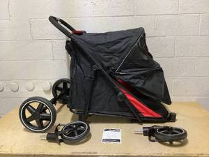lot 76 image: PawHut One-Click Foldable Dog Stroller for M, L Dogs, Pet Stroller, Black, 44 x 25.5 x 39.25