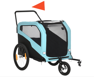 lot 39 image: Aosom 2-in-1 Dog Bike Trailer Pet Stroller Carrier for Large Dogs with Hitch, Quick-release Wheels, Foot Support, Pet Bicycle Cart Wagon Cargo for Travel, Blue