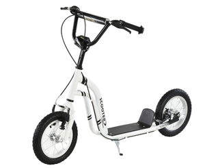 lot 93 image: Aosom Youth Scooter Front and Rear Caliper Dual Brakes 12-Inch Inflatable Front Wheel Ride On Toy For Age 5 - White