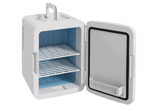 lot 97 image: HOMCOM Skincare Fridge for Bedroom, Car with LED Mirror, Cooler and Warmer, ACDC Powered Mini Fridge for Skincare, Beverage