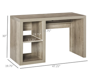 lot 59 image: HOMCOM Rectangle Computer Desk with Thick Board and Display Shelves for Home Office Table Workstation, Natural Wood