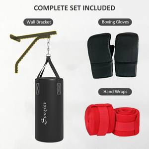 lot 313 image: Soozier Heavy Bag Wall Mount Set, Unfilled Punching Bag Hanger with Boxing Gloves for Muay Thai and MMA Training