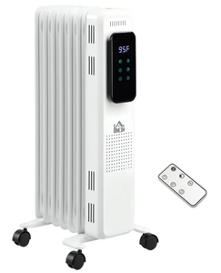 lot 315 image: HOMCOM 24.75 Electric Space Heater, Freestanding 161 Sq. Ft. Heater with 3 Modes, Timer, and Remote, 1500 W, White