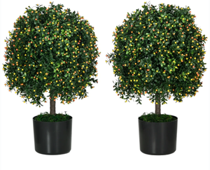 lot 316 image: HOMCOM 2 Pack Artificial Tree Boxwood Topiary with Fruits, 20.75, Orange