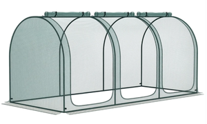lot 320 image: Outsunny 9 x 4 Crop Cage, Plant Protection Tent with Three Zippered Doors, Storage Bag and 4 Ground Stakes, for Garden, Yard, Lawn, Green