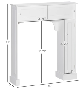 lot 107 image: HOMCOM Over The Toilet Bathroom Cabinet, Freestanding Bathroom Storage Organizer with Adjustable Shelves, Toilet Rack, White 35 x 9 x 41 (Missing Hardware)