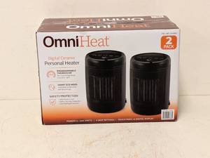 lot 47 image: OMNIHEAT DIGITAL CERAMIC PERSONAL HEATER 2PK.