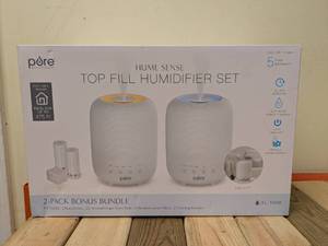 lot 72 image: PURE ENRICHMENT HUME SENSE TOP FILL HUMIDIFIER SET 2PK.