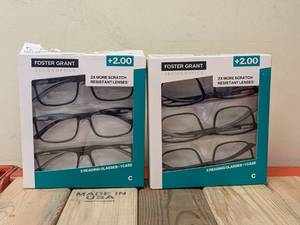 lot 97 image: (2) NEW FOSTER GRANT 2.00 READING GLASSES 3PK.