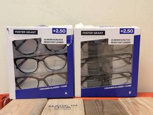 lot 98 image: (2) NEW FOSTER GRANT 2.50 READING GLASSES 3PK.
