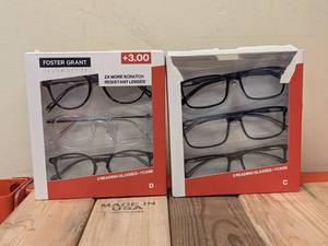 lot 99 image: (2) NEW FOSTER GRANT 3.00 READING GLASSES 3PK.