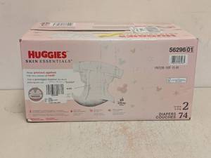 lot 177 image: NEW HUGGIES SKIN ESSENTIALS 74 DIAPERS SIZE 2