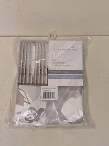 lot 169 image: NEW CURTAINWORKS ONE ROD POCKET FLIPPABLE PANEL WATERCOLOR FLORAL