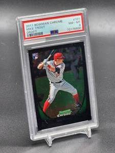 lot 168 image: 2011 Bowman Chrome Mike Trout Rookie Baseball Card #101 PSA 8
