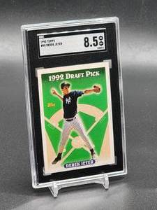 lot 112 image: 1993 Topps Derek Jeter Rookie Baseball Card #98 SGC 8.5