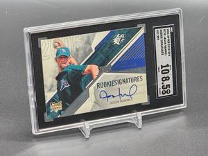 lot 16 image: Limited 457999 2004 Upper Deck SPX Jason Hammel Autographed Rookie Signatures Baseball Card #150 SGC 8.5