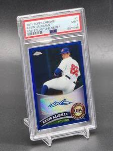 lot 156 image: Limited 5099 2011 Topps USA Blue Refractor Chrome Kevin Gausman Autographed Baseball Card #7 PSA 9