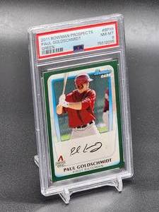 lot 12 image: 2011 Bowman Prospects Paul Goldschmidt Autographed Baseball Card #BP99 PSA 8