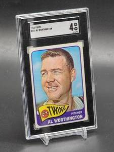 lot 5 image: 1965 Topps Minnesota Twins Great Al Worthington Baseball Card #216 SGC 4