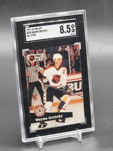 lot 71 image: 1991-92 Pro Set Wayne Gretzky All-Star Hockey Card #285 SGC 8.5