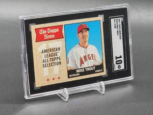 lot 48 image: 2017 Topps Heritage Mike Trout All-Star Baseball card #363 SGC 10