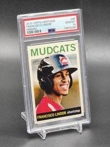 lot 23 image: 2013 Topps Heritage Francisco Lindor Minors Baseball Card #85 PSA 10