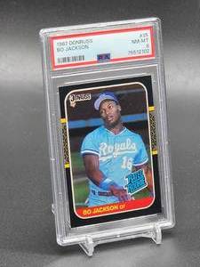 lot 52 image: 1987 Donruss Bo Jackson Rookie Baseball Card #35 PSA 8
