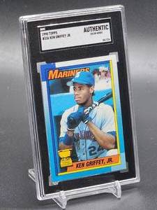 lot 200 image: 1990 Topps Ken Griffey Jr 2nd Year Baseball Card #336 SGC Authentic