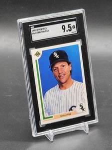 lot 195 image: 1991 Upper Deck Carlton Fisk Baseball Card #643 SGC 9.5