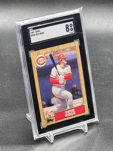 lot 216 image: 1987 Topps Pete Rose Baseball Card #200 SGC 8