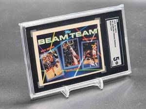 lot 18 image: 1992-93 Topps JohnsonJordanRodman Beam Team Basketball Card #3 SGC 5
