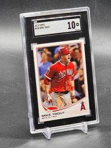 lot 78 image: 2013 Topps Mike Trout Baseball Card #338 SGC 10