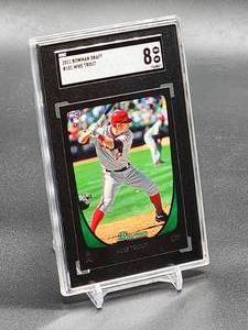 lot 61 image: 2011 Bowman Draft Mike Trout Rookie Baseball Card #101 SGC 8