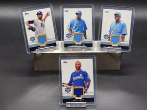 lot 164 image: (4) Assorted 2012 All-Star Game Worn Jersey Baseball Cards