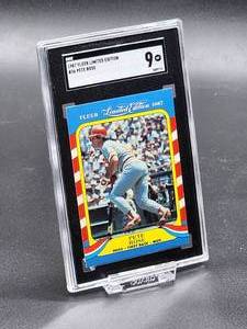 lot 173 image: 1987 Fleer Limited Pete Rose Baseball Card #36 SGC 9