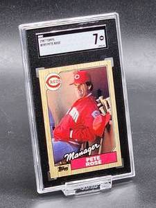 lot 161 image: 1987 Topps Pete Rose Baseball Card #393 SGC 7