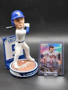 2025 World Series Winning Home Run Hitter Freddie Freeman Bobblehead with Baseball Card