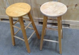 lot 22 image: Pair of solid wood stools